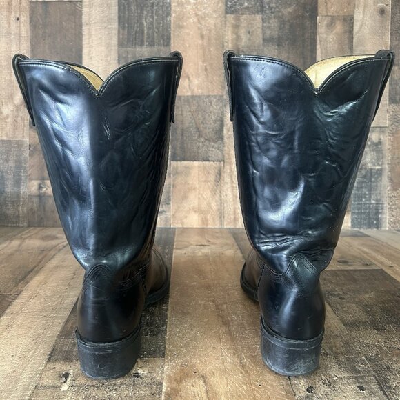 Acme Vintage Black Oil Resistant Western Cowboy Boots Mens 10.5 EW - Picture 8 of 12